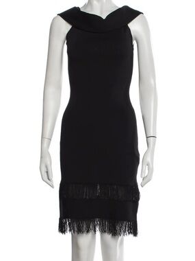 Sachin + Babi Black Sleeveless Fringe-Hem Midi Dress